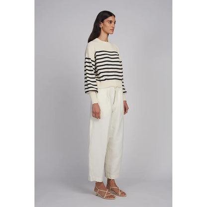 Layla Stripe Sweater - Ivory/Rosso - DUNE + SALT