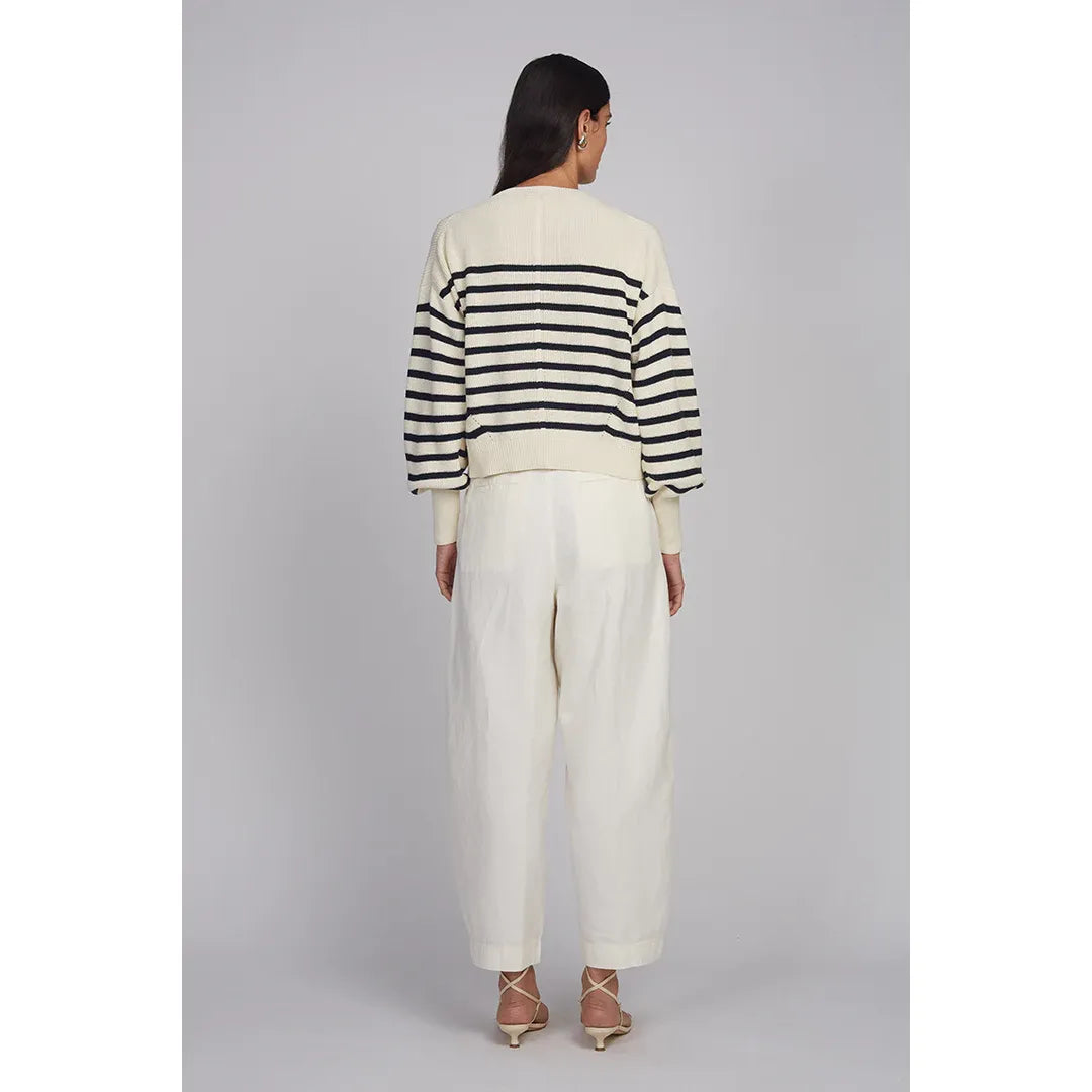 Layla Stripe Sweater - Ivory/Rosso - DUNE + SALT