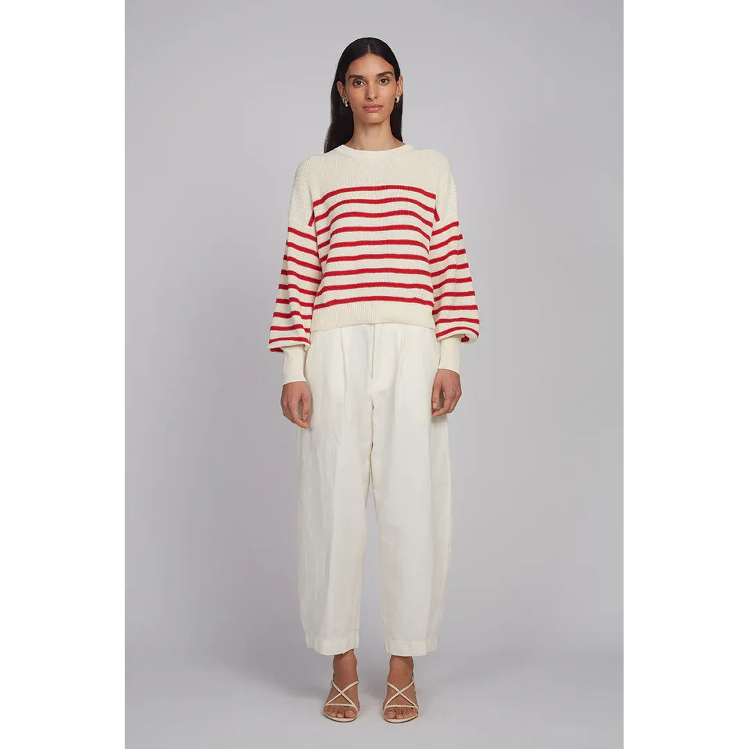 Layla Stripe Sweater - Ivory/Rosso - DUNE + SALT