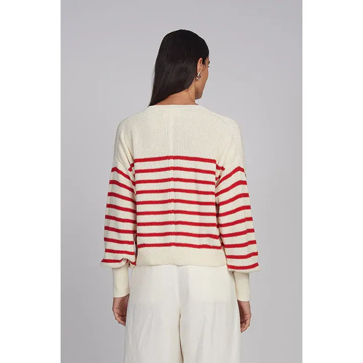 Layla Stripe Sweater - Ivory/Rosso - DUNE + SALT