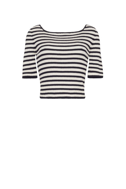 Nena Stripe Top - Ivory/Black Stripe