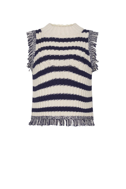 Bria Striped Tank - Ivory/Navy Stripe