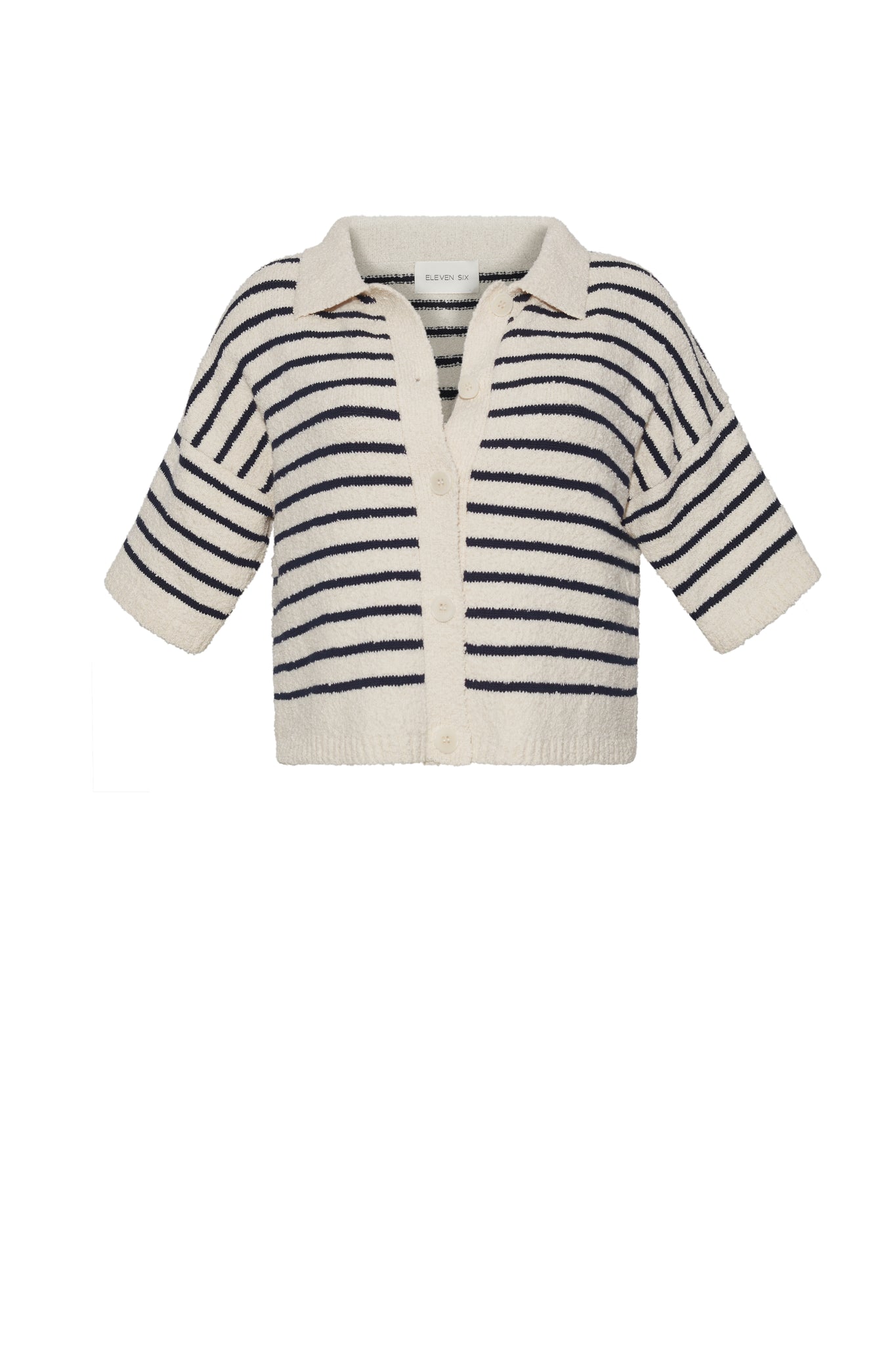 Romy Shirt Cardi - Ivory/Navy Stripe
