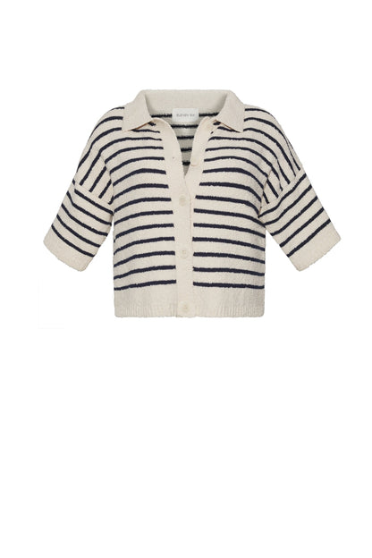 Romy Shirt Cardi - Ivory/Navy Stripe