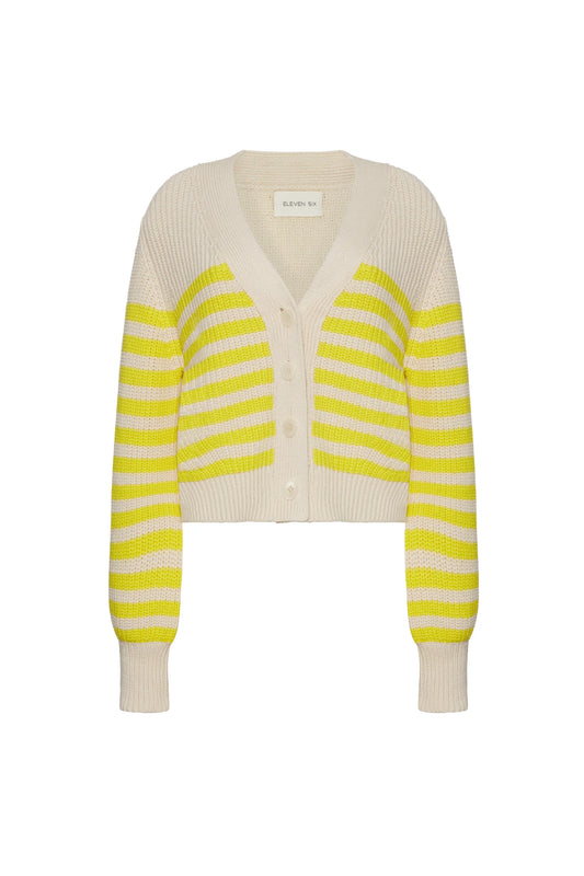 Isla Stripe Cardi - Ivory/Limone - DUNE + SALT