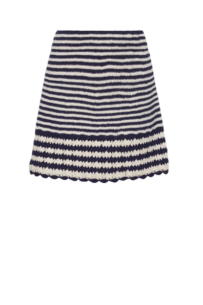 Tatum Crochet Mini Skirt - Ivory/Navy Stripe