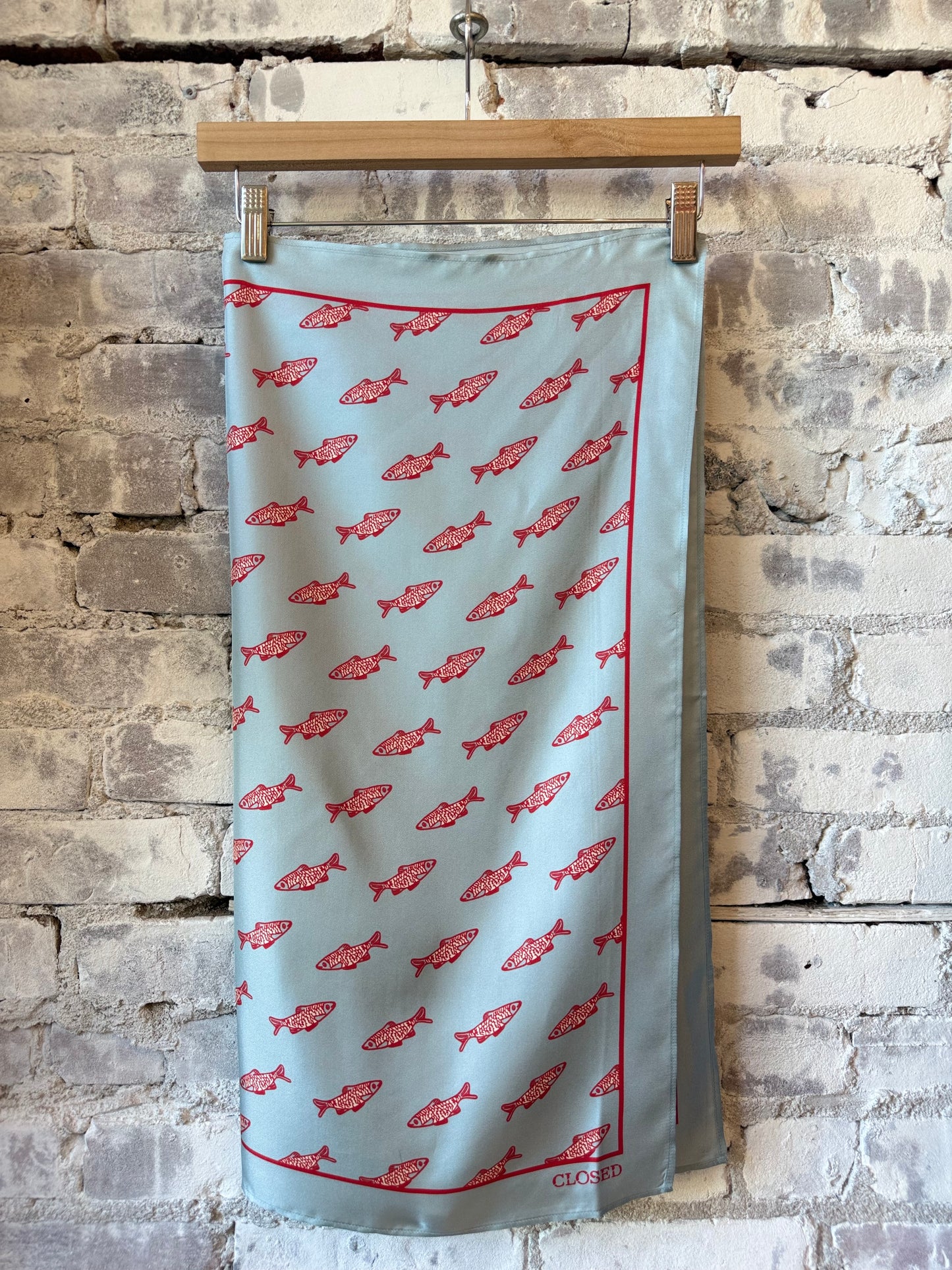 Silk Print Scarf – Dove Blue