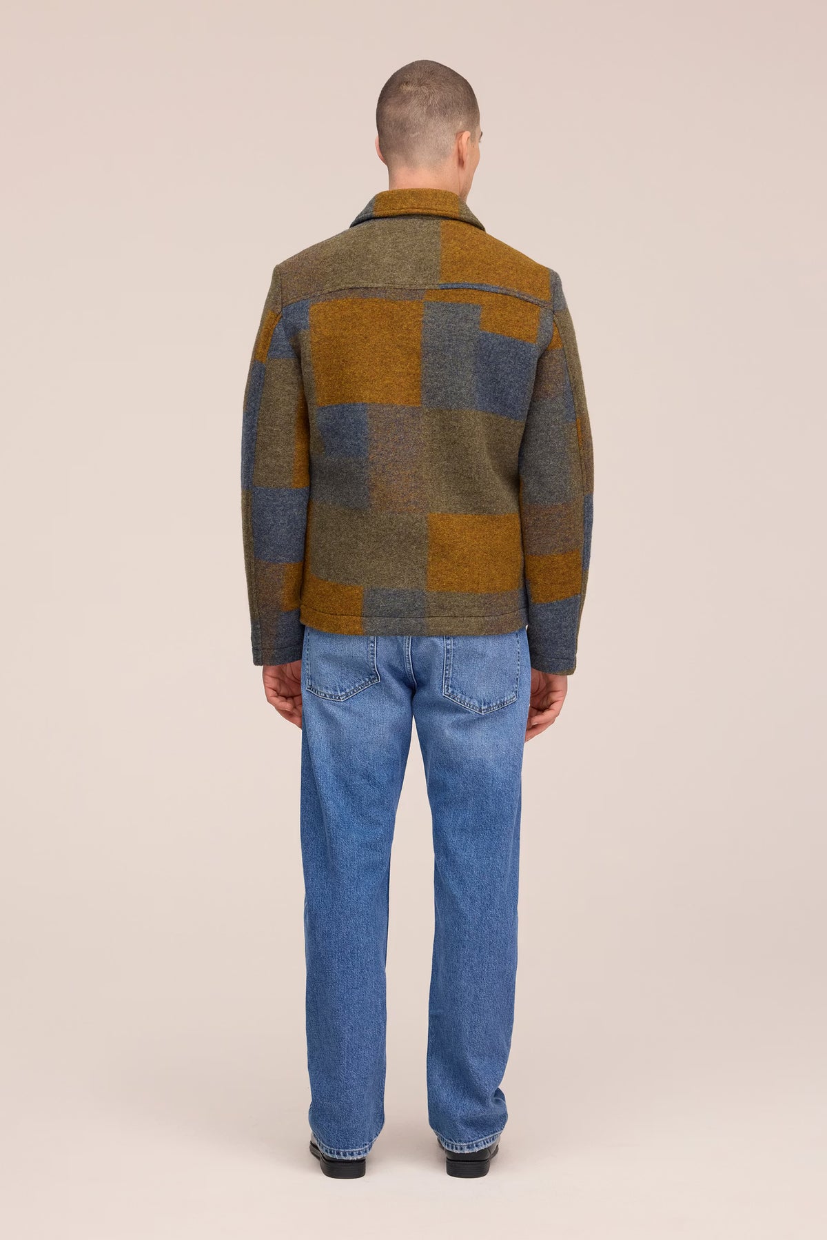 NN07 Gael Wool Blend Jacket - Brown Check Light Gray
