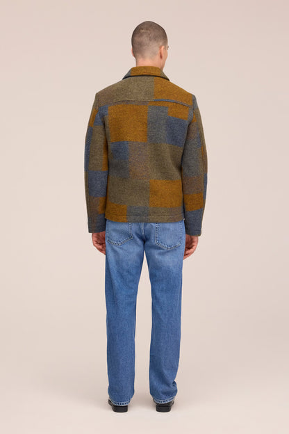 NN07 Gael Wool Blend Jacket - Brown Check Light Gray