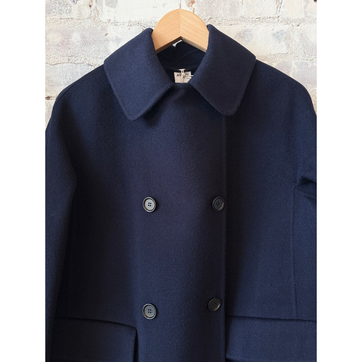 Aspesi Double-Breasted Wool Coat - Blue Black