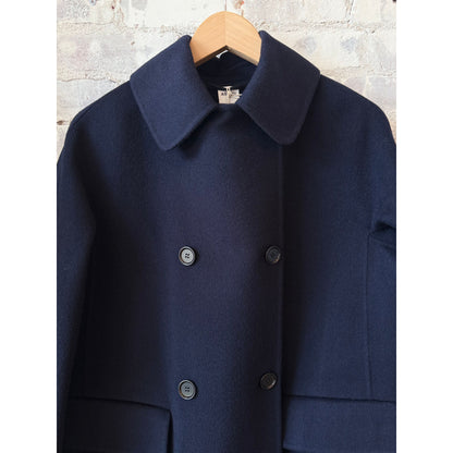 Aspesi Double-Breasted Wool Coat - Blue Black
