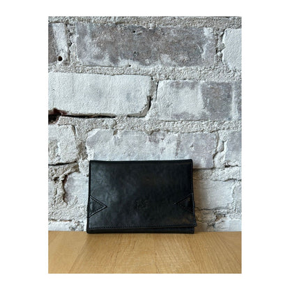 Tri-Fold Wallet in Vintage Leather - Black - DUNE + SALT