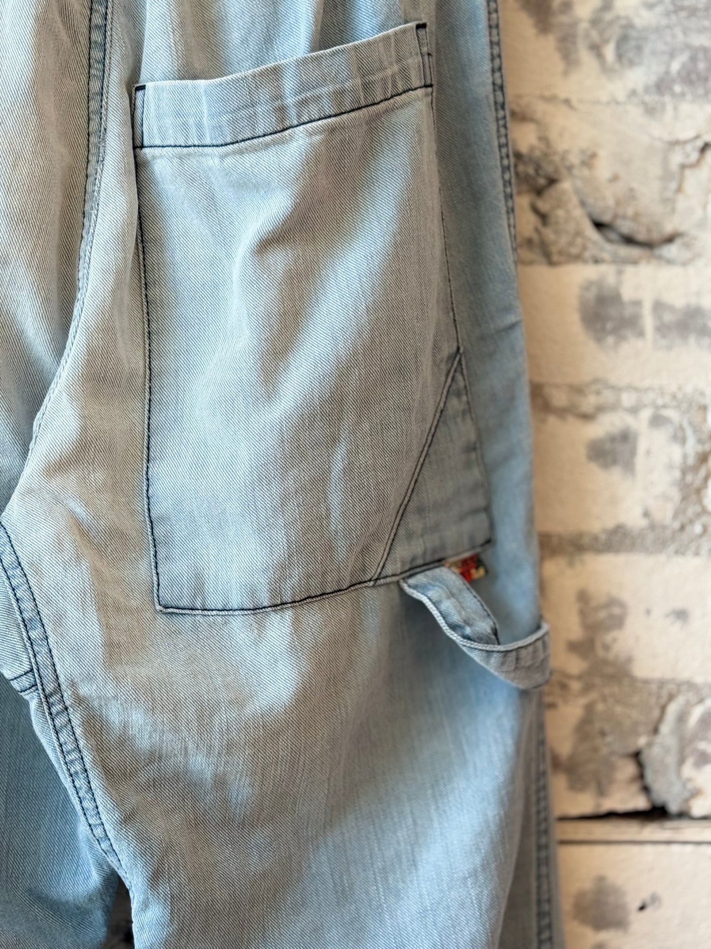 Women's Indigo French/Sailor San-Tropez Pant by Freecity, summerfade style, featuring relaxed fit and casual nautical design.