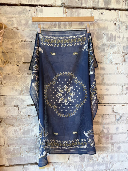 Bandana Paisley Woven Scarf - Indigo