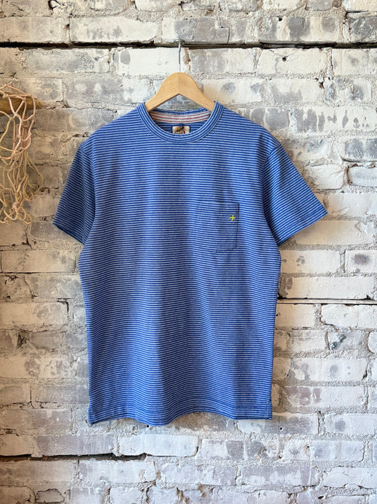 Double Feedstripe Tee - Royal/White