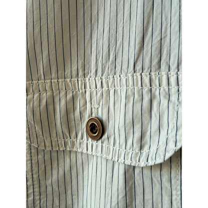 Men's white Stripe Shirtalls by H-Unit, featuring a classic striped pattern and durable fabric, perfect for casual wear.