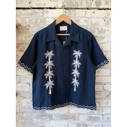 Veloso Flock Palms Shirt - Blue - DUNE + SALT