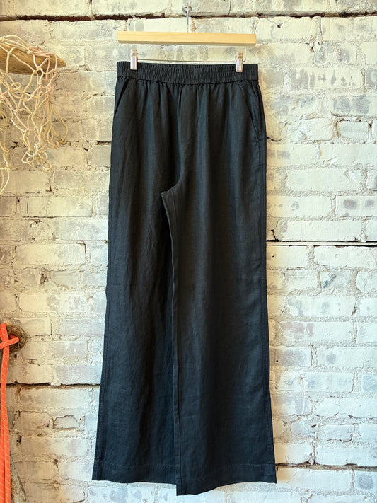 Closed Women's Winona Wide Linen Pants – Black Dark Slate Gray
