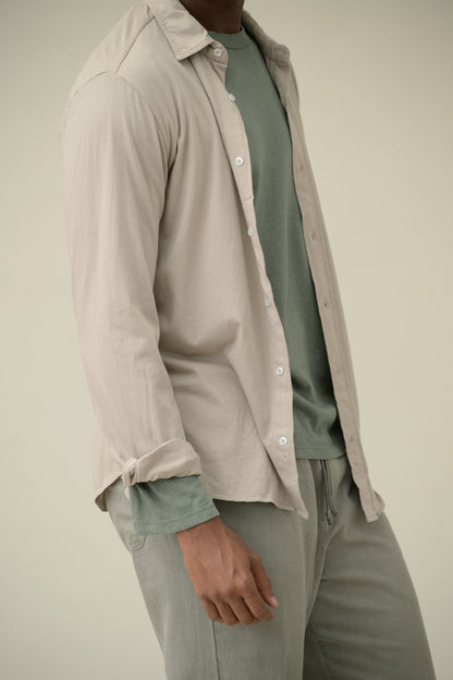 L/S Supima Jersey Easy Shirt - White - DUNE + SALT