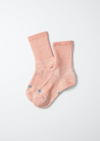 Double Face Organic Cotton Mini Crew Socks - Salmon - DUNE + SALT