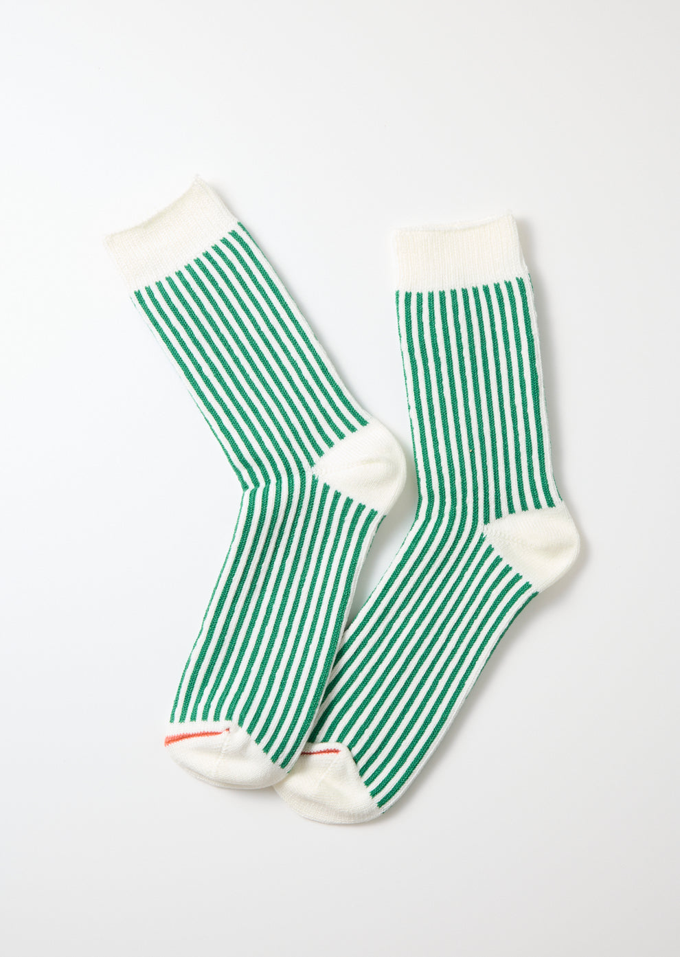 Vertical Striped Socks - White/Green - DUNE + SALT