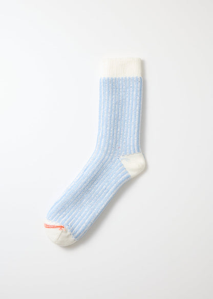 Vertical Striped Socks - White/Light Blue - DUNE + SALT