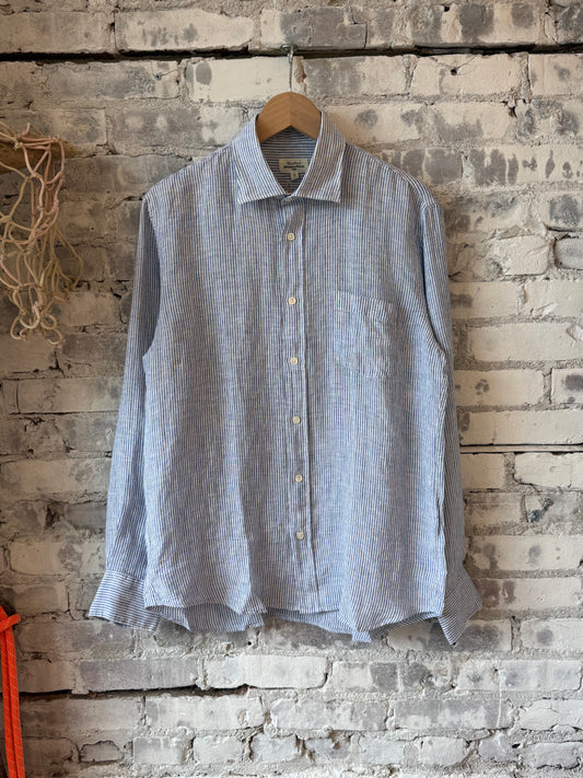 Hartford Men's Paul Woven Shirt - Navy & White Dark Olive Green
