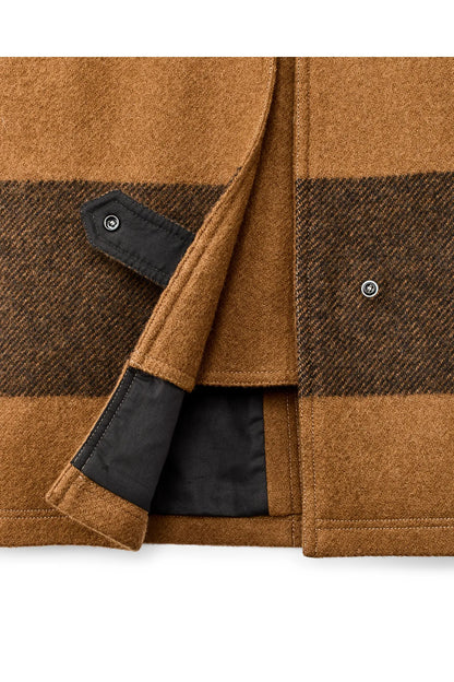 Women's Wool Long Cruiser Coat - Whiskey/Black Stripe - DUNE + SALT