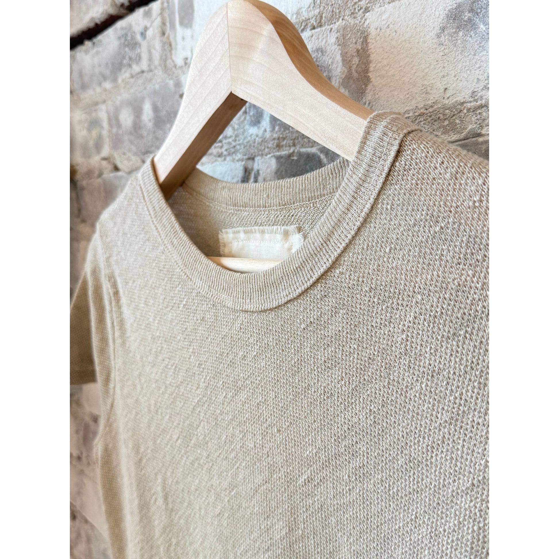 Hemp Pique SS Crew - Sand Khaki - DUNE + SALT