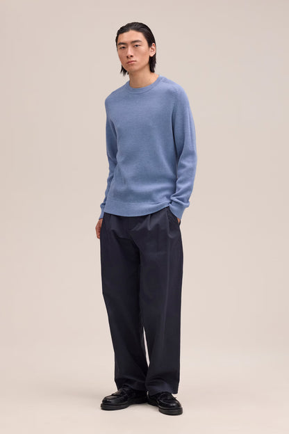 Kevin Ribbed Organic Cotton Sweater - Stone Blue - DUNE + SALT