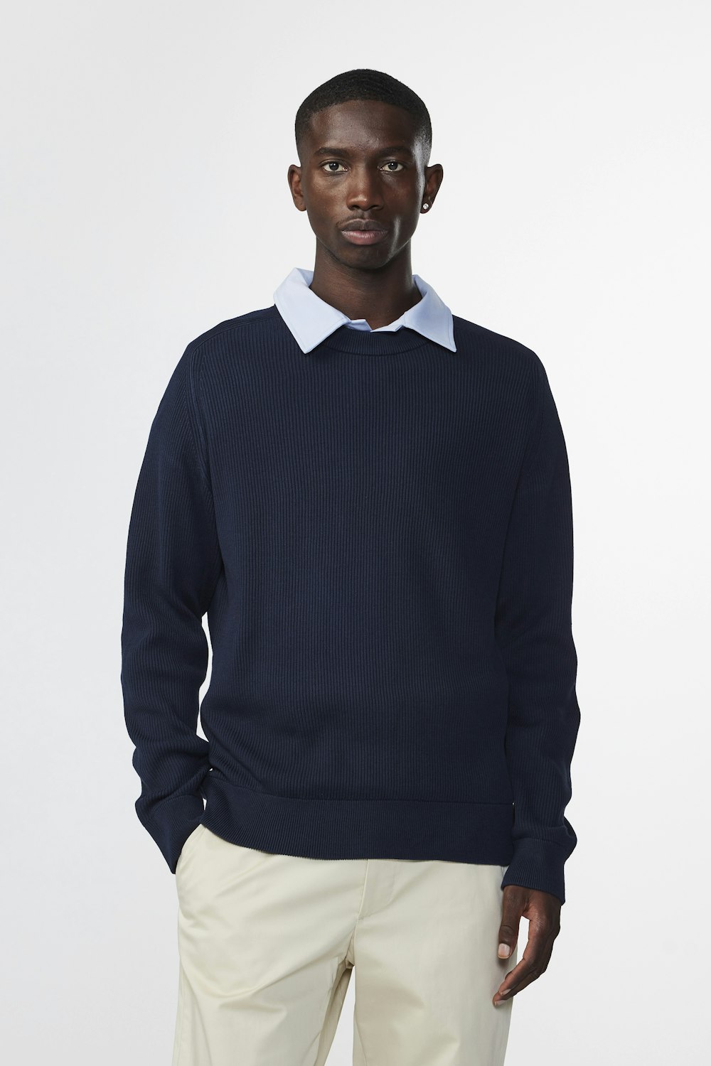 Kevin Rib Knitted Sweater - Navy - DUNE + SALT