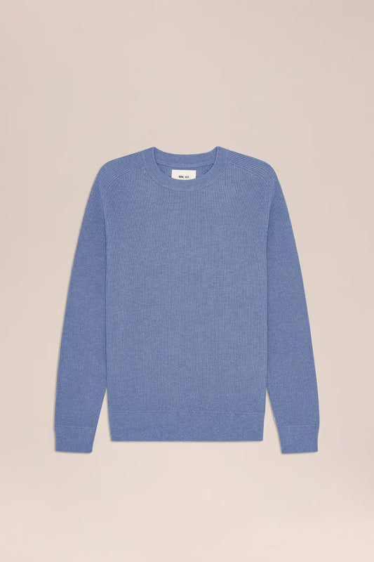 Kevin Ribbed Organic Cotton Sweater - Stone Blue - DUNE + SALT