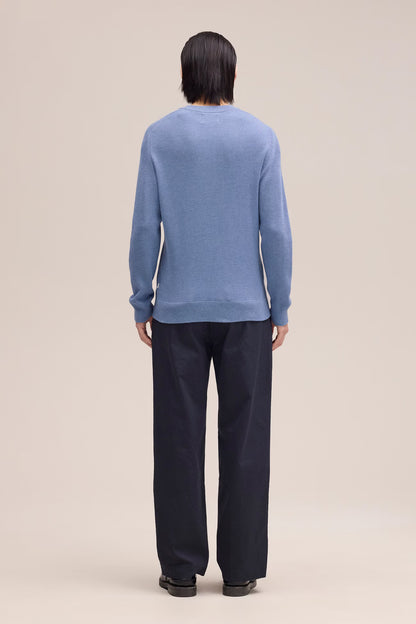 Kevin Ribbed Organic Cotton Sweater - Stone Blue - DUNE + SALT