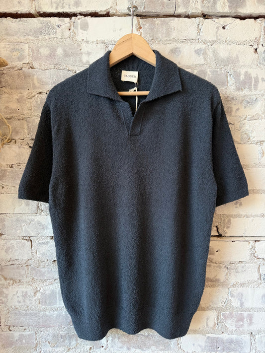 Closed Men's Cotton Knit Polo – Magma Black Dark Slate Gray