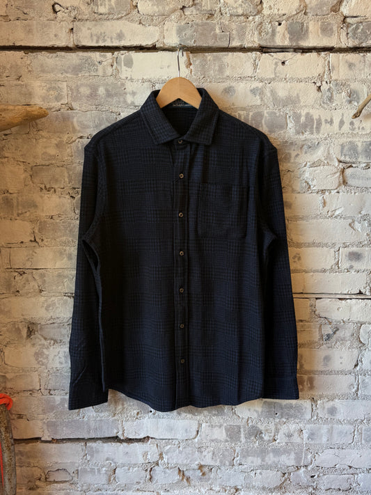 Ralph Lauren Jacquard Knit Flannel Sport Shirt - Dark Cobalt/Polo Black Black