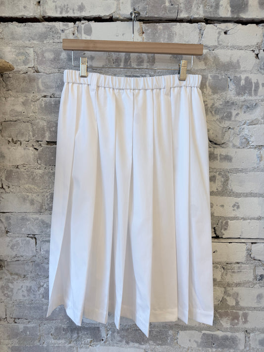 Pleated Cotton Poplin Skirt - White - DUNE + SALT