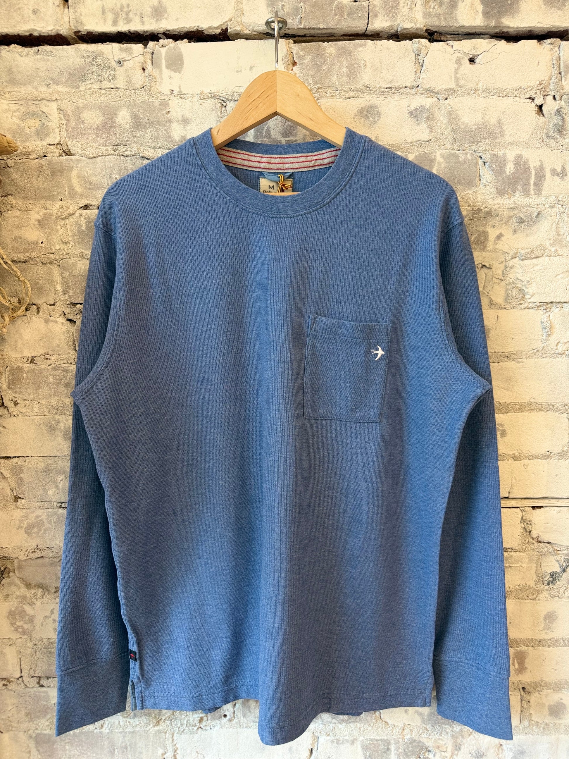 L/S Vintage Pique Crew - Light Marine Heather - DUNE + SALT