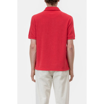 Men's short sleeve polo shirt in laser red by Closed Men's, featuring a classic fit and polo collar, displayed on a plain background.