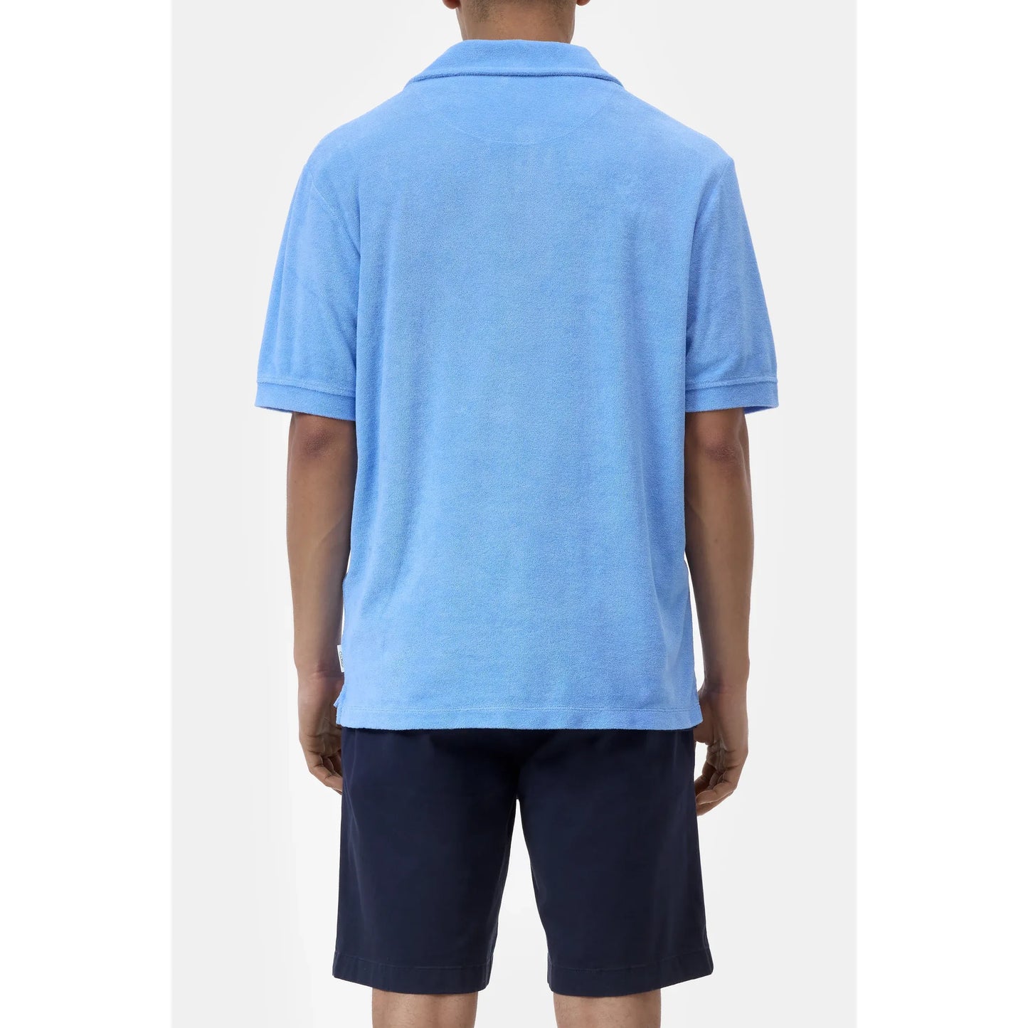 Men's sky blue short sleeve polo shirt by Closed Men's, featuring a classic collar and comfortable fit.