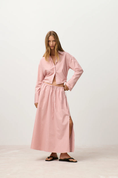 Closed Women's Gathered Cotton Skirt – Brick Red Lavender