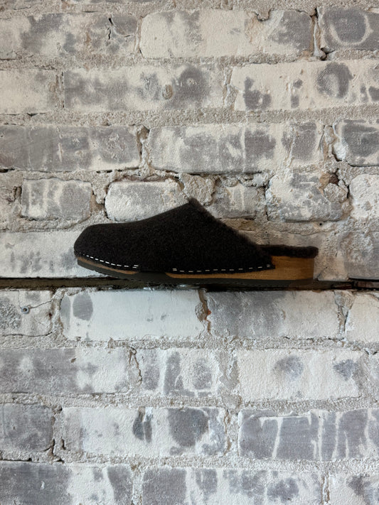 Kunsten Clogs Ella Cashmere/Lambswool Clog - Dark Brown Gray