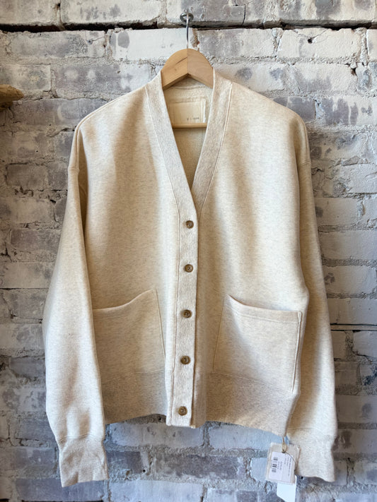 V::Room Cotton Tencel Brushed Fleece LS Cardigan - Oatmeal Light Gray