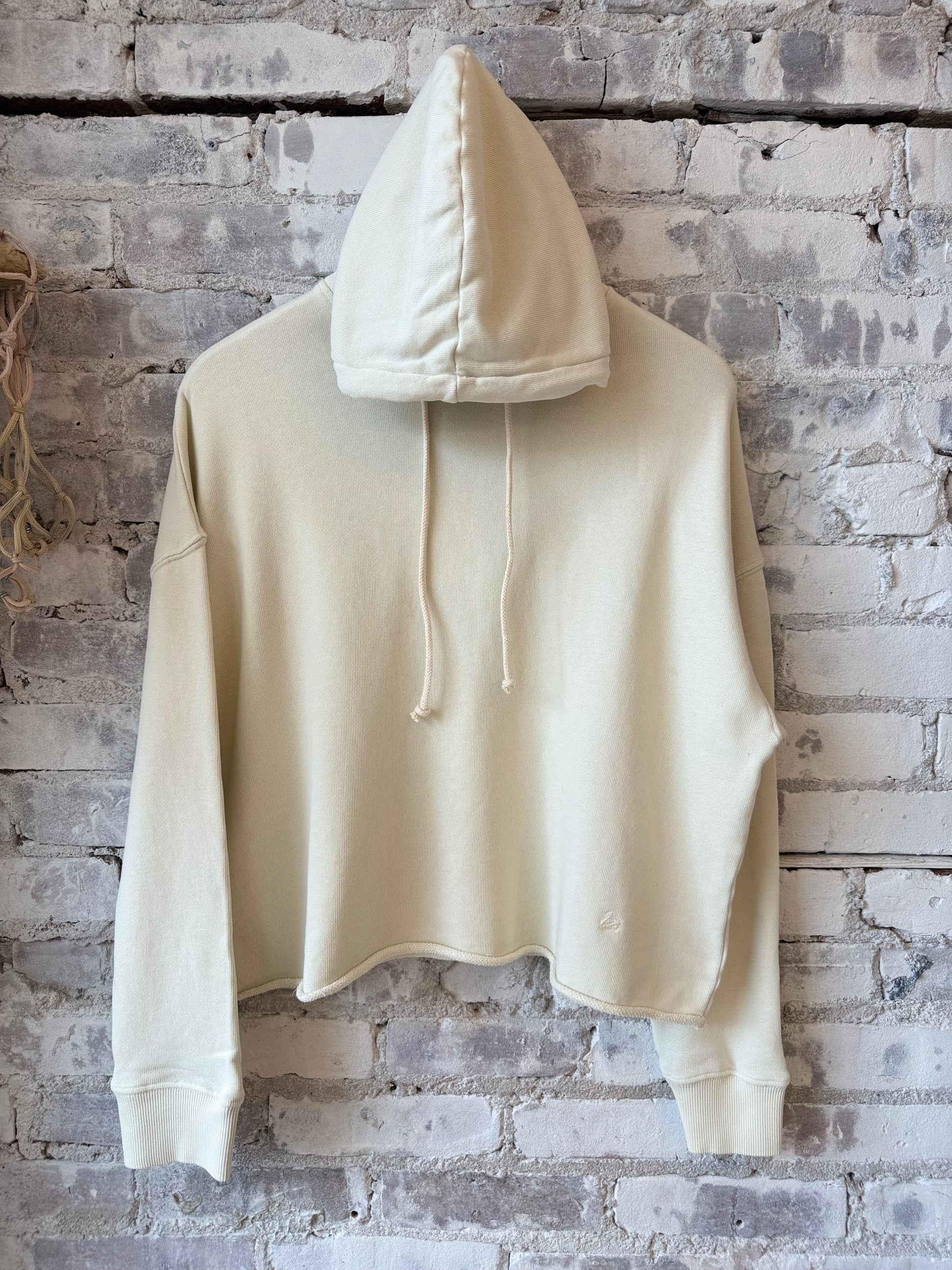Retro Fleece Hoodie With Raw Hem - Cashew - DUNE + SALT