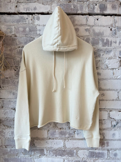 Retro Fleece Hoodie With Raw Hem - Cashew - DUNE + SALT