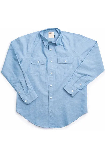 Cotton Hemp Chambray Work Shirt - Trail Blue - DUNE + SALT