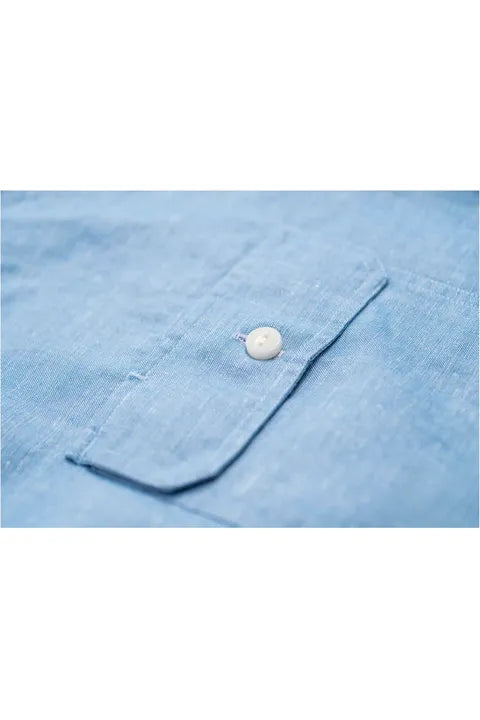 Cotton Hemp Chambray Work Shirt - Trail Blue - DUNE + SALT