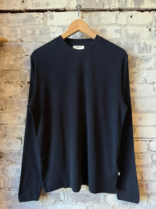 NN07 Clive Waffle Tee - Navy Blue Dark Slate Gray