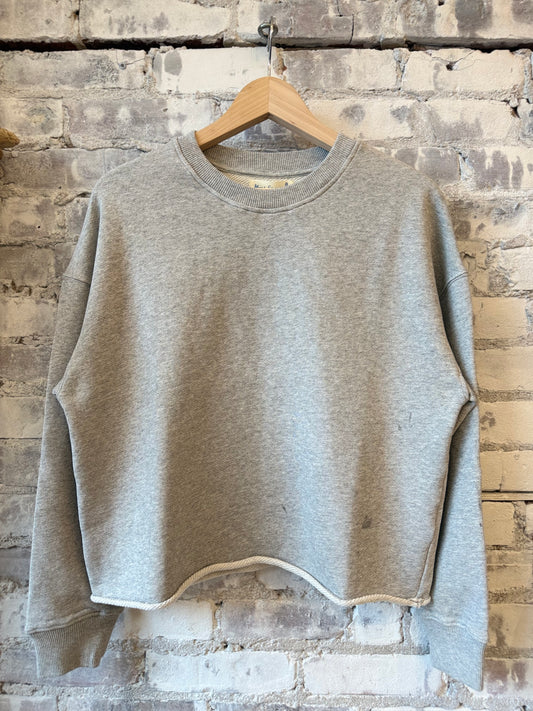 Merz b. Schwanen Retro Fleece Sweatshirt With Open Edge On Hem - Grey Melange Dark Gray