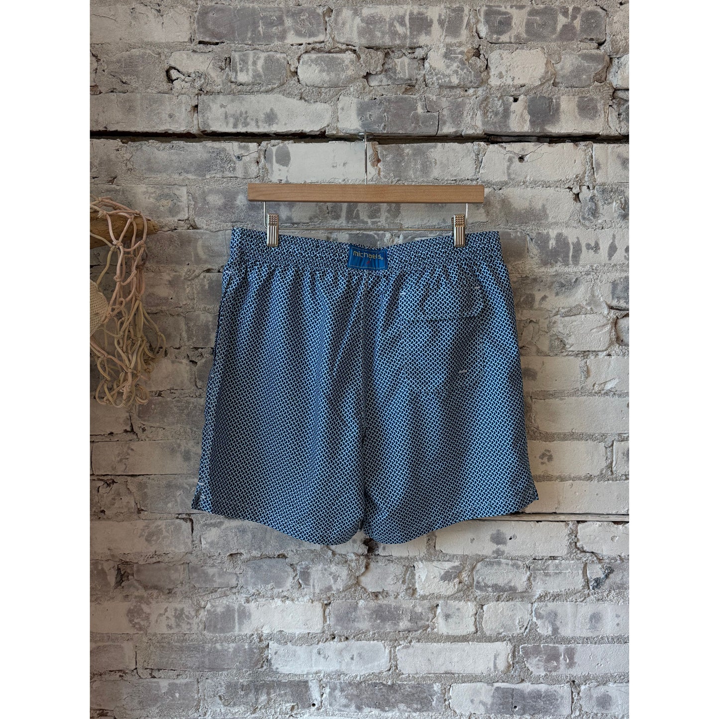 Men's Cyclist Liner Swim Trunks - Wave Print Navy/Sky - DUNE + SALT
