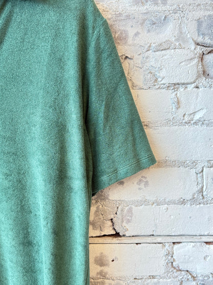 Organic Cotton Terry Elbow Sleeve Polo Maxi Dress - Agave - DUNE + SALT